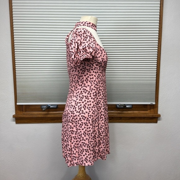 ALEXIS Loele Pink Off The Shoulder Clover Floral Choker Mini Dress Size Medium - Picture 6 of 11